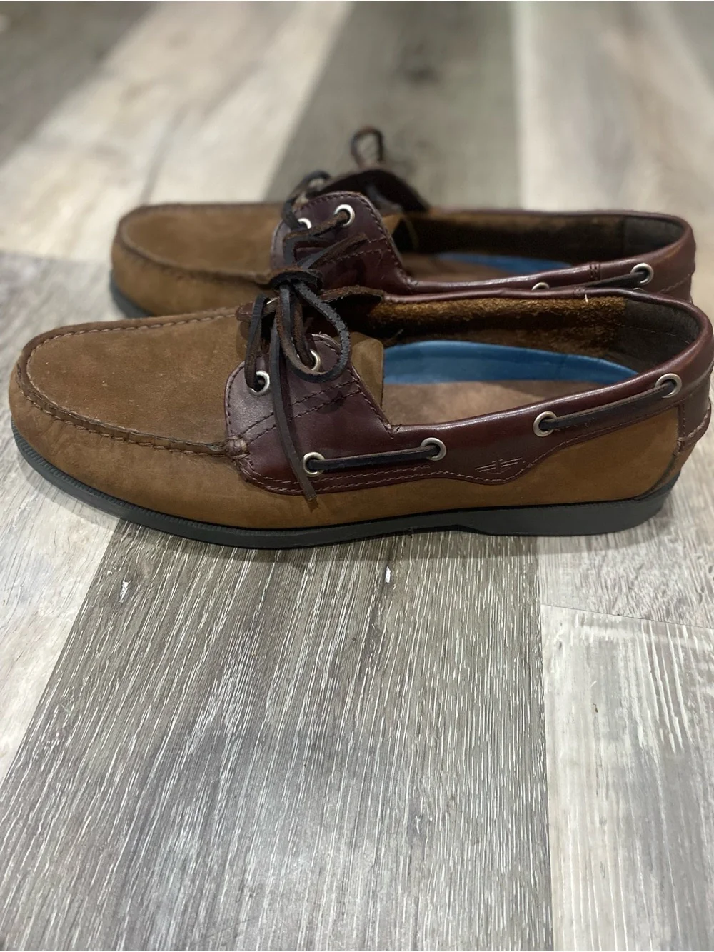 Men’s Dockers Size 11 M Two-Tone Brown Leather and Suede Boat Shoes 090-21508